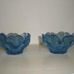 Blue Thick Candle Holders - Decor