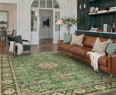 200x300cm Machine Washable Non Slip Vintage Traditional Large for Bedroom Dining Room Office, Stain Resistant Thin Printed Gold Carpet for Indoor Home Decor