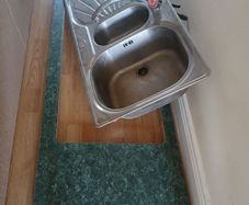 Stainless steel sink and tap with countertop