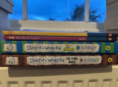Diary of a Wimpy Kid and Who Was Steve Jobs Dr Seuss books