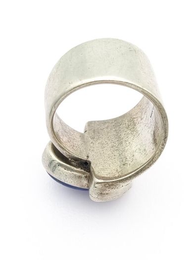 Signed Chunky Sterling Silver Lapis Lazuli Ring
