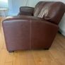 brown leather 3 seater & armchair Image 4