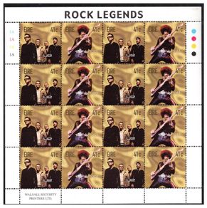 2002 Ireland Irish Rock Legends 41c U2 & Phil Lynott  Commemorative Stamps Sheetlet 1A1A1A1A Mint Never Hinged (MNH)
