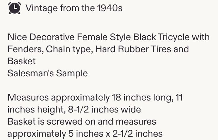Vintage 1940 rare find tricycle