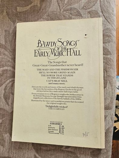 Bawdy Songs Of The Early Music Hall. By George Speaight. Large Volume Paperback In Good Condition. See Photos For Same.