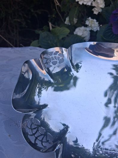 Viner's Quatrefoil Art Deco Footed Sterling Silver Dish(338 grams)