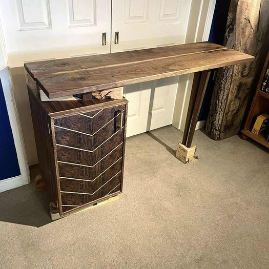 Walnut and Sycamore handcrafted bar cabinet