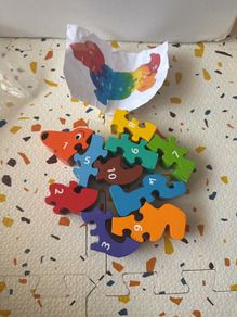 wooden toy dog jigsaw numbers