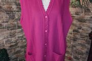 Vintage fuschia pink sleeveless cardigan xl