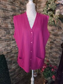 Vintage fuschia pink sleeveless cardigan xl