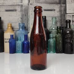 403 - Vintage T Kiely and Sons Tipperary Dark Amber Glass Collectible Decorative Bottle