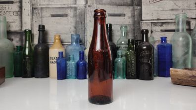 403 - Vintage T Kiely and Sons Tipperary Dark Amber Glass Collectible Decorative Bottle