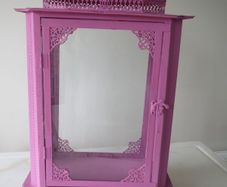 large metal pink lantern candle holder