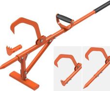 Log Lifter, Timberjack Cant Hook Heavy Duty Roller Tool Forestry Wood Jack 4in1 Handled Firewood Peavey Multitool for Grabbing Moving and Clamping with Non-Slip Handle, 114-128cm