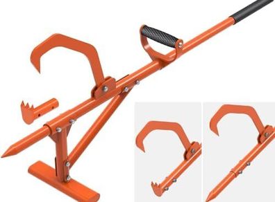 Log Lifter, Timberjack Cant Hook Heavy Duty Roller Tool Forestry Wood Jack 4in1 Handled Firewood Peavey Multitool for Grabbing Moving and Clamping with Non-Slip Handle, 114-128cm