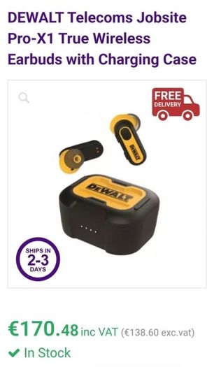 DeWalt Pro-X1 Jobsite True Wireless Earbuds with Charging Case