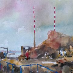 poolbeg swimming watercolour
