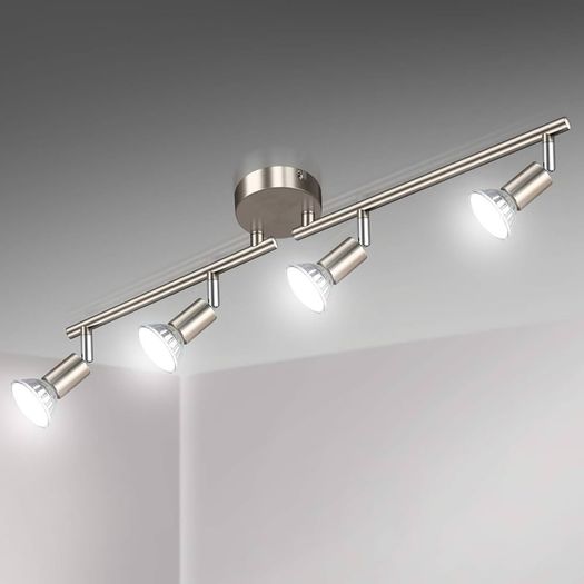 NEW SALE | LED Ceiling Light Rotatable, 4 Way LED Ceiling Spotlight, Matt Nickel & Swivelling Design, Including 4 X 4W GU10 LED Bulbs