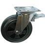 Heavy duty 200mm Castors Black Rubber with swivel brake set Image 4