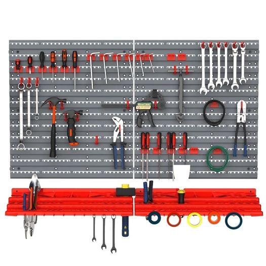 54 Pcs On-Wall Tool Equipment Holding Pegboard Home DIY Garage Organiser DIY w/ 50 Pegs 2 Shelves (FREE POSTAGE)