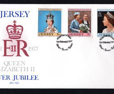 1977 Jersey The 25th Anniversary of the Coronation of Queen Elizabeth II Commemorative Stamps First Day Cover (FDC)