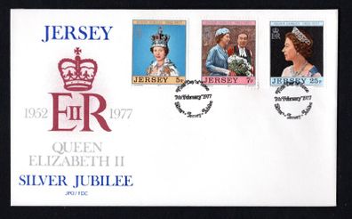 1977 Jersey The 25th Anniversary of the Coronation of Queen Elizabeth II Commemorative Stamps First Day Cover (FDC)