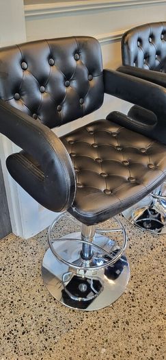 Set of 3 black leather effect bar stools