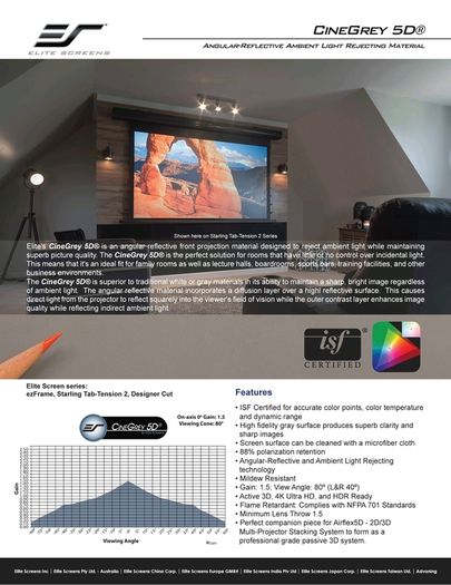 Elite Screens 110" ALR CineGrey 5D Aeon Edge  Projector Screen