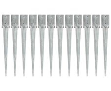 Ground Spikes 12 pcs Silver 9x9x75 cm Galvanised Steel Ground Spikes 12 pcs Silver 9x9x75 cm Galvanised Steel