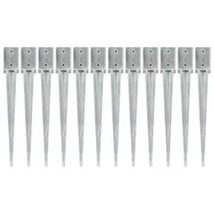 Ground Spikes 12 pcs Silver 9x9x75 cm Galvanised Steel Ground Spikes 12 pcs Silver 9x9x75 cm Galvanised Steel