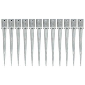 Ground Spikes 12 pcs Silver 9x9x75 cm Galvanised Steel Ground Spikes 12 pcs Silver 9x9x75 cm Galvanised Steel