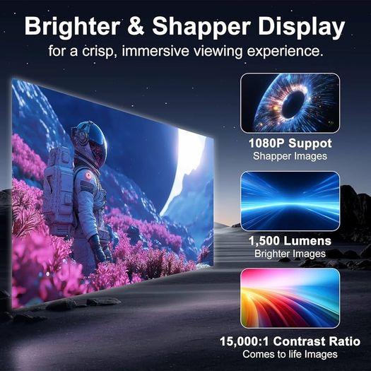 Upgraded Smart Mini Projector - Auto Keystone, Electric Focus, 4K Video Supported, WiFi 6, Bluetooth 5.2, Android 11 TV, Phone Control - Visulapex Portable Home Cinema for Indoor & Outdoor