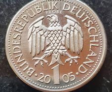 Germany 1 Mark Probe 2005 coin Celebrates the 125 anniversary of Cologne Cathedral (Kolner Dom) Proof Like Finish.