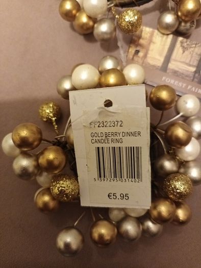 2 x Gold Berry christmas candle ring