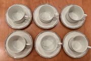 2004 Vintage Royal Doulton Platinum Collection 6 Tea Cups and Saucers