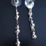 Mismatched silver tone metal & crystal drop  earrings Image 2