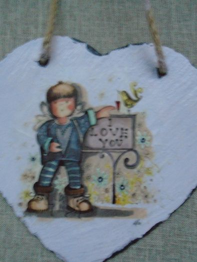 Home decor, Slate picture, Decoupage,Handmade art, Heart picture