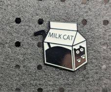 Cute cat in a milk carton enamel pin
