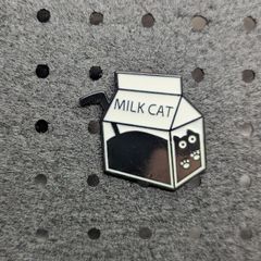 Cute cat in a milk carton enamel pin