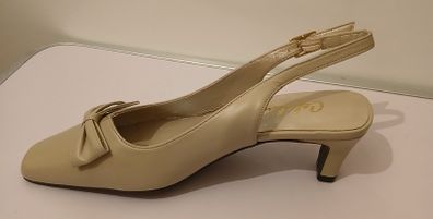 CEFALU Ladies Bow Cream Leather Kitten Heels New In Box Size EU36 UK3 CAN POST