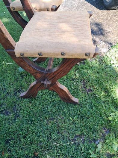3 solid oak chairs  antique