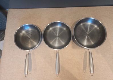 Nonstick Frying Pan Set 3-Piece, 8, 10 and 12 Inch. (2 of them used once, one new)