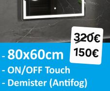 LED Bathroom Mirror 80x60cm Makeup Antifog