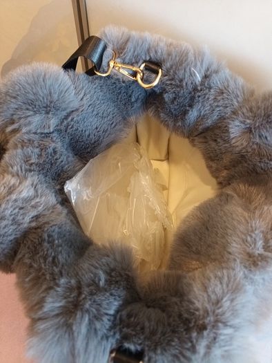 Fur grey handbag