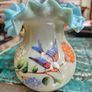 Hand painted Bristol Blue opaline glass vase Image 5