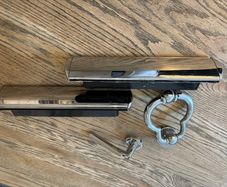 Front door chrome handle, knocker and letterbox