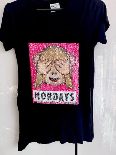 Black Reversible Sequin Emoji T-Shirt | Age 10-11 Years (146cm)