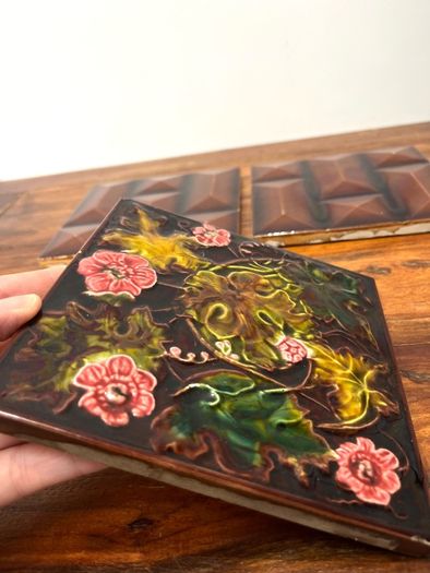 3 Old Decorative Ceramic Tiles