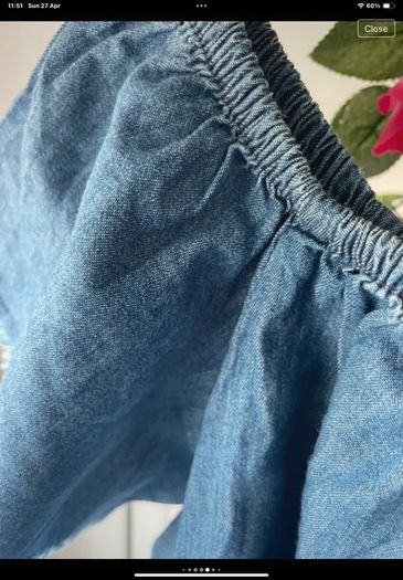 top bershka off shoulder 100% cotton denim top medium