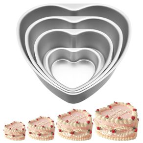 Brand New Heart-Shaped Cake Pans 4/6/8/10in Aluminium Non-Stick Removable Bottoms